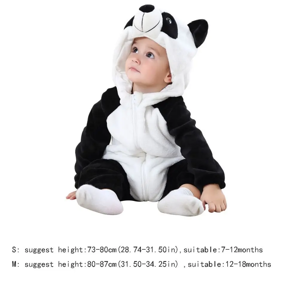 Keep Warm Coral Fleece Baby Hooded Rompers Soft Animal Infant Jumpsuits Comfortable Dinosaur Children Pajamas Autumn