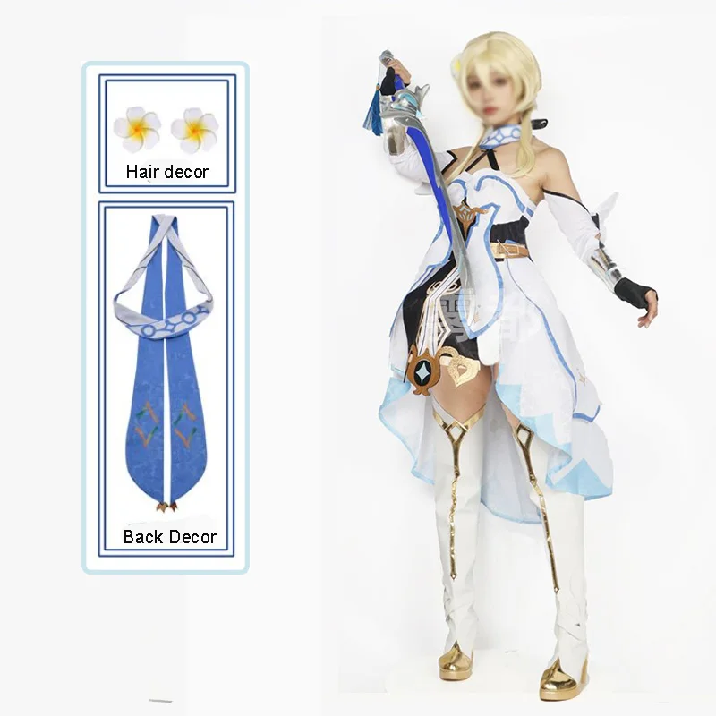 

Genshin Impact Lumine Cosplay Costume Traveler Cos Dress Game Clothes Genshin Lumine Wig Hair Full Set Outfits Party Costumes