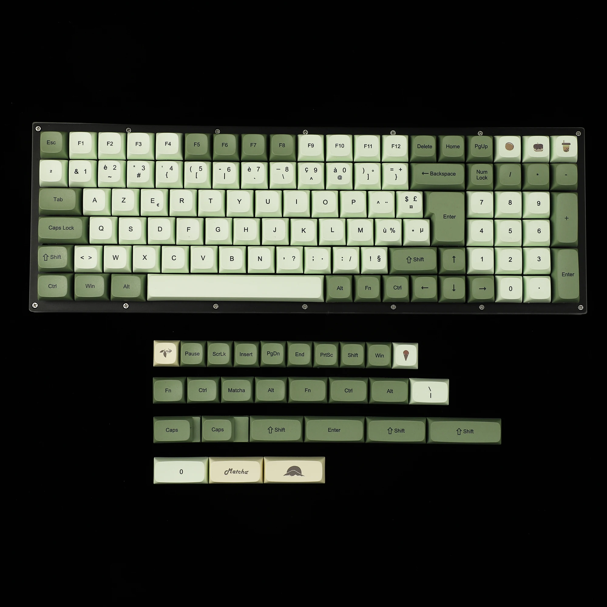 Matcha ZDA Keycaps, Profile Dye Sub PBT,
