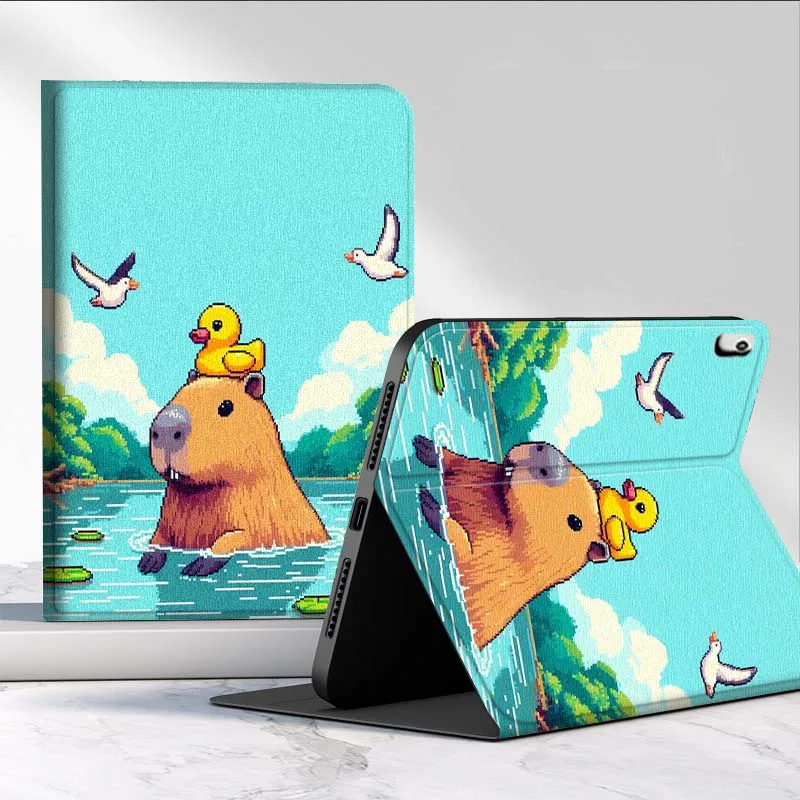 Pixel Capybara Duck Lake Tablet Case