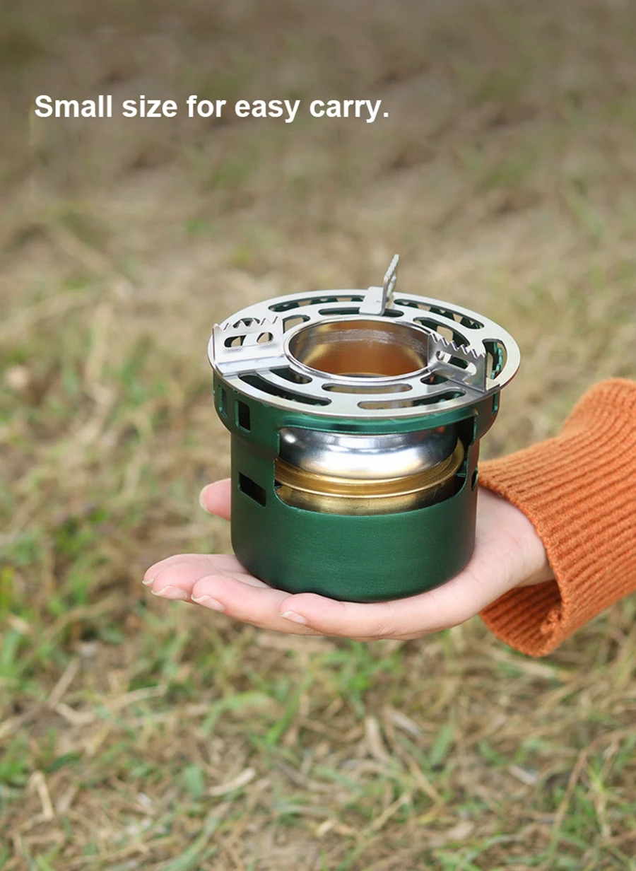 Camping-Alkoholkocher mit Aufbewahrungstasche, leistungsstarker, winddichter, gebündelter Brenner für Rucksack, Wandern, Picknick, Klettern – Detail 6