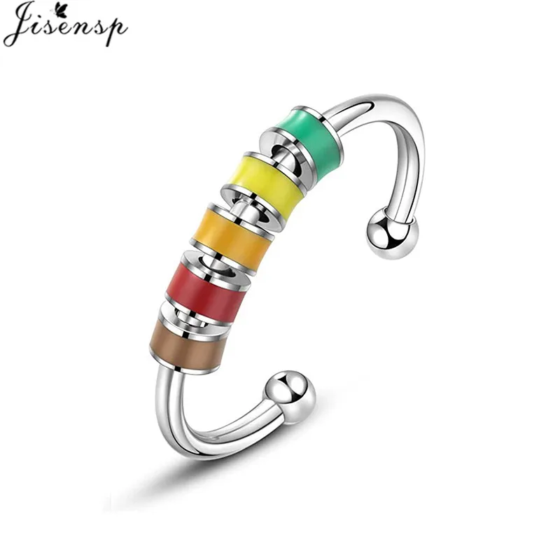 Spinning Enamel Fidget Ring With Card Colorful Stainless Steel Adjustable  Fidget Ring Worry Stress Relief Stacking Finger Rings - AliExpress