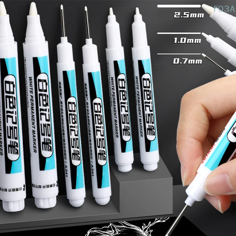 Waterproof Marker Pen 0.7/1.0/2.5mm White Paint Tread Environmental Pens Car Tire Painting Graffti Stationery School Supplies White Marker Pens Paint Marker Pen Markers Pen Marker Pens Paint Pen