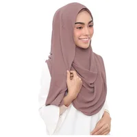 Instant Double Loop Bubble Chiffon Scarf Solid Muslim Hijab Shawls Lady Wraps Fashion Islam Bandana Easy Ready To Wear Hijab 2