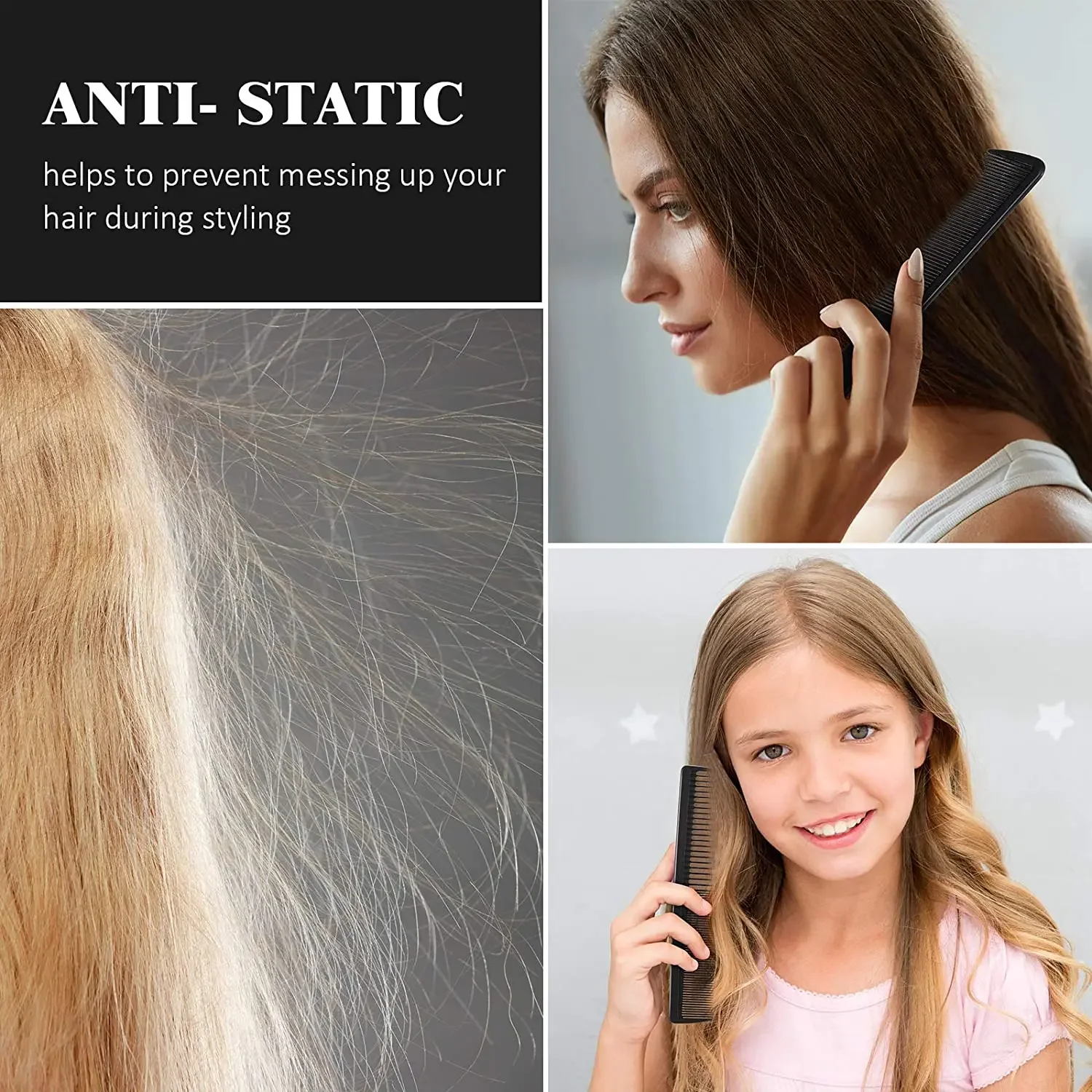 Hairdressing Comb 5 Pieces Anti-static Heat-resistant Portable Styling For Men Women