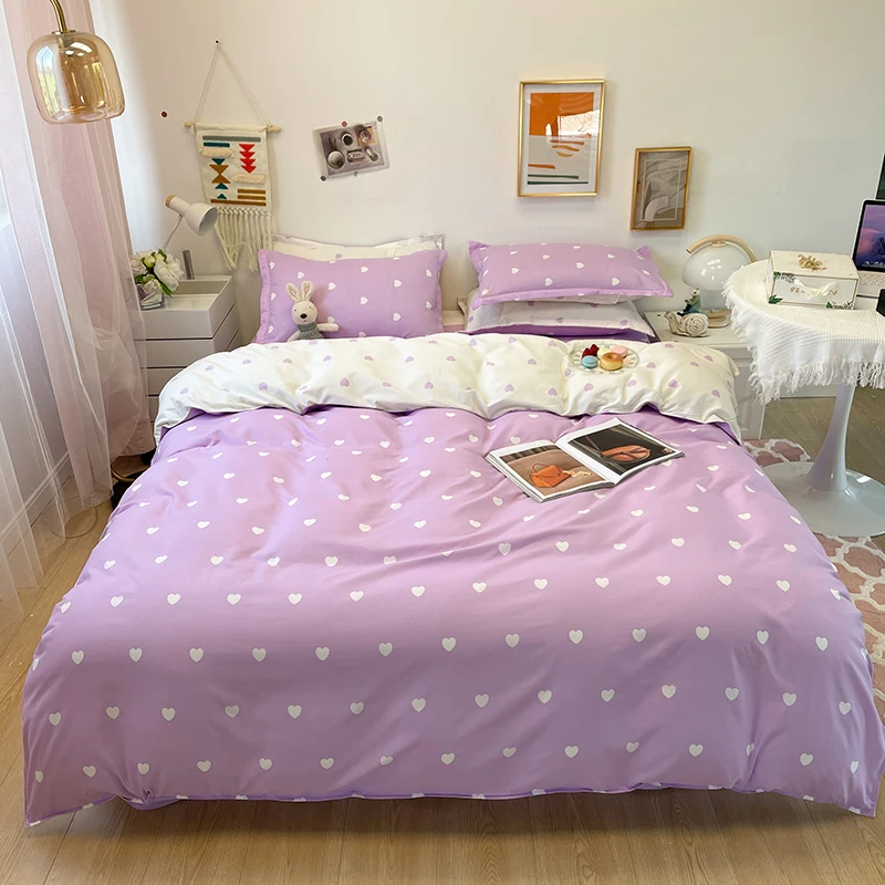 Colorful Heart Bed Cover Set Duvet Cover Kids Child Bed Sheet