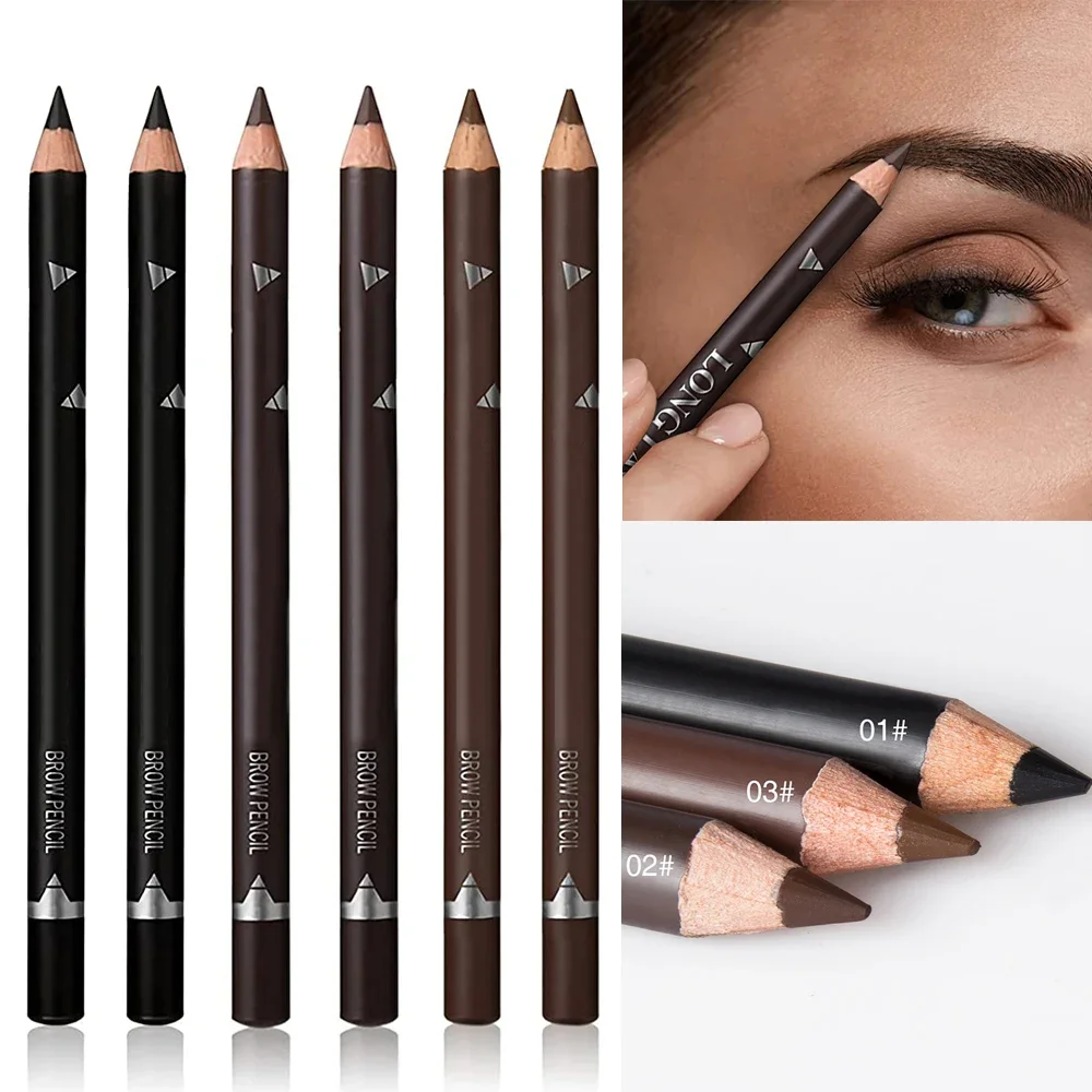6/12Pcs Eye Brow Pencil Waterproof Professional Women Eye Makeup Pen Easy Color Natural Black Brown Cosmetic Beauty Eyebrow Tool 3