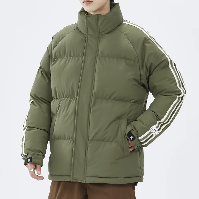 Winter Men's Down Cotton Jacket Oversized Thickened Cotton Coat Fashion Casual Solid Color Stand Up Collar Slim Fit Warm Coat