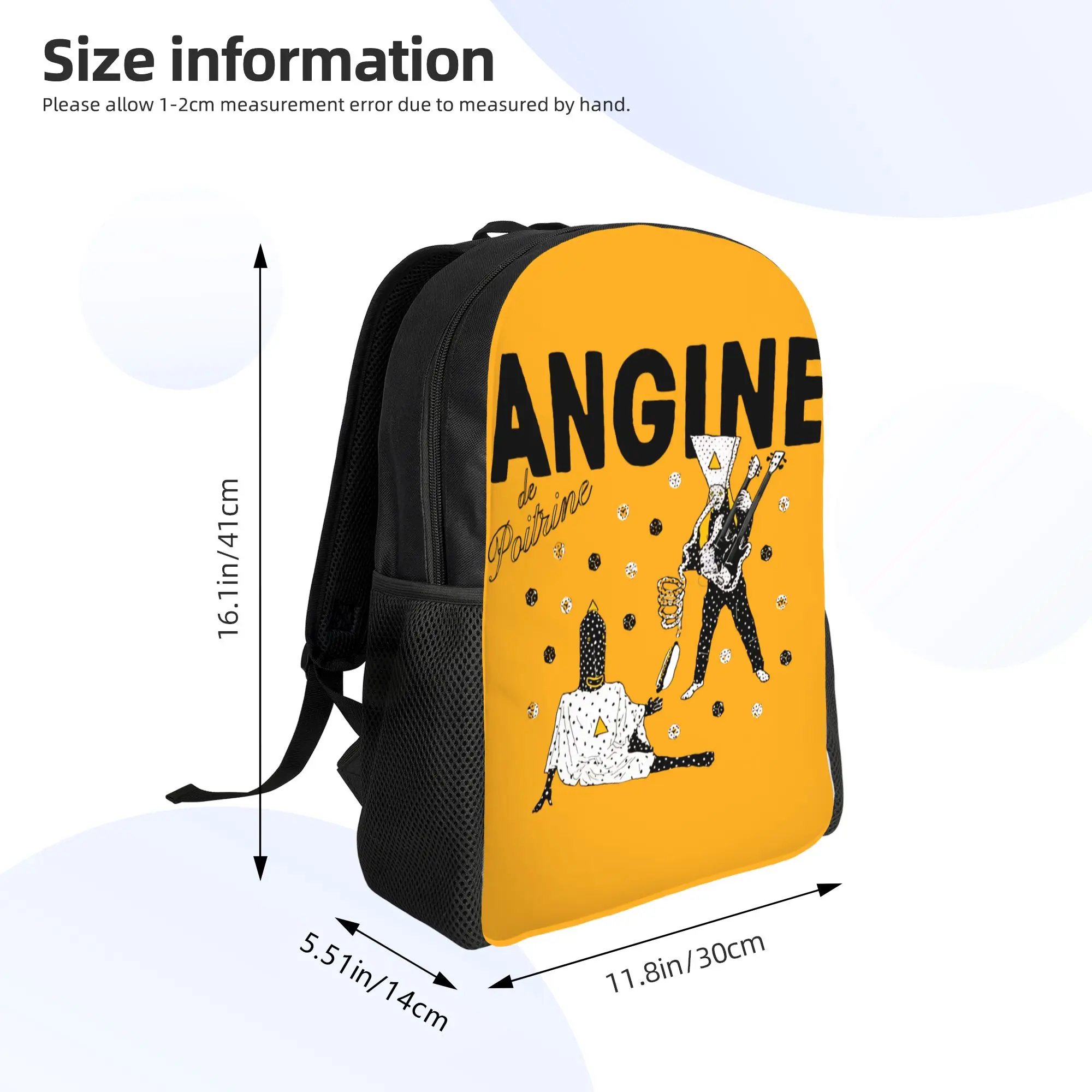 Angine de Poitrine Band 쿨 백팩 포켓이 있는 고등학교 하이킹 여행용 데이팩 남성용 여성용 대학 캔버스 가방