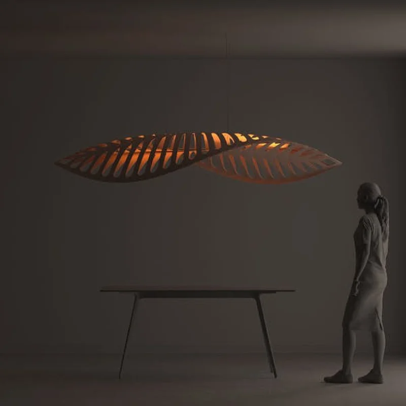 

Bamboo pendant light Nordic Minimalist Wabi Sabi Wood suspension luminaire Cafe Dining Room light Decor kitchen island lighting