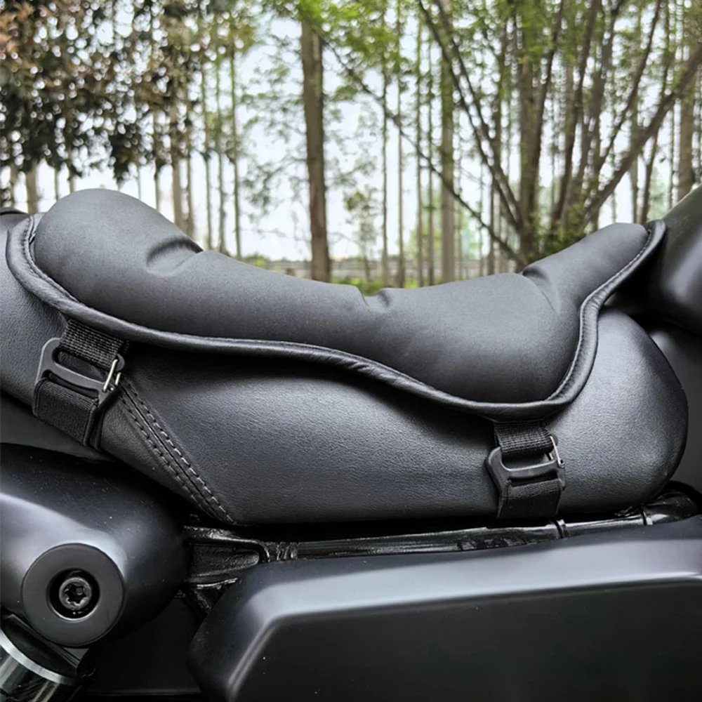Motorcycle Gel Seat Cushion for Comfortable Travel High Elasticity Non-Slip Leather Seat Pad for Long Rides