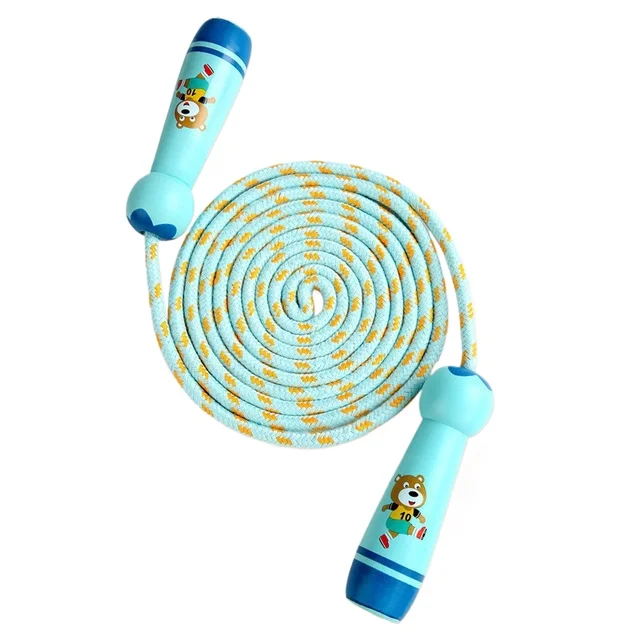Kids Sports Adjustable Cotton Jump Rope Fitness Lovely Cartoon Skipping Rope with Natural Wooden Handles Fillet Design Anti Slip Kids Sports Adjustable Cotton Jump Rope Fitness Lovely Cartoon Skipping Rope with Natural Wooden Handles Fillet Design Anti Slip