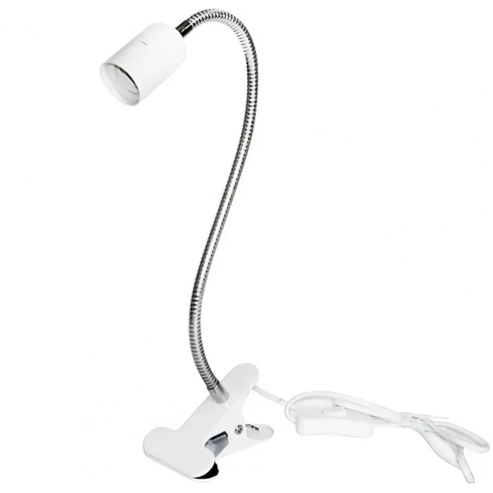 Durable EU Plug E27 Lamp Holder with Adjustable Gooseneck Desktop Clip on Type E27 Reading Lamp Holder Illumination