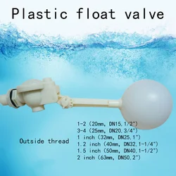 Plastic Float Valve Adjustable Float Valve Tank Float Switch Corrosion Resistant Float Valve Tank Water Tower Controller 1Pcs