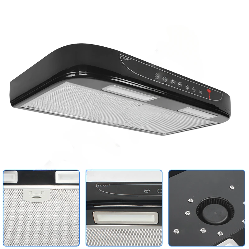 12V Car Kitchen Range Hood Stainless Steel With LED Light Removable For Cleaning Caravan Motorhome Camper Range Hood