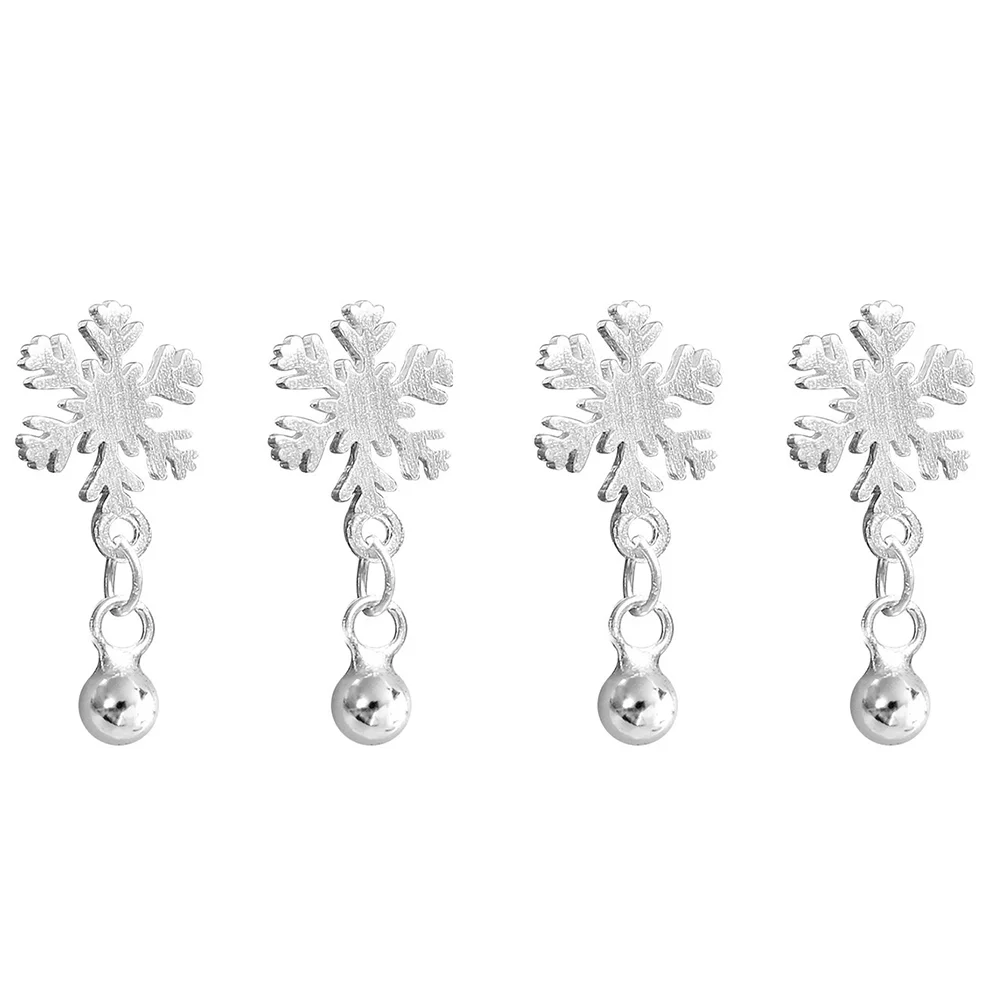 

2 Pairs Snowflake Pattern Earrings Light Pearl Ear Studs Ear Accessories Silver