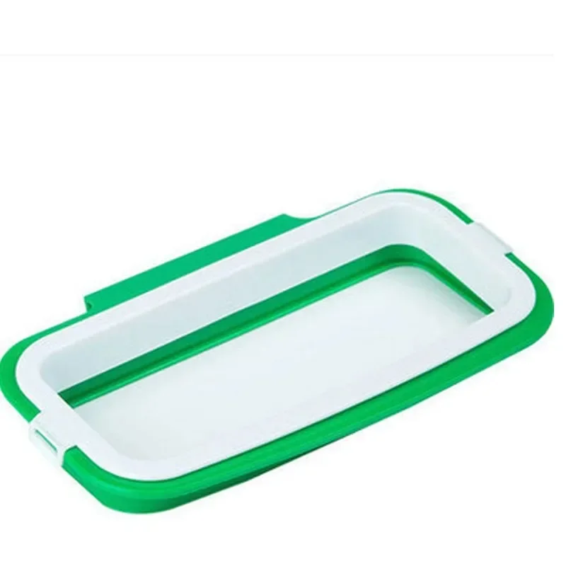 Green Stylish Hanging Garbage Bag Rack with Cover Portable Kitchen Cabinet Rubbish Bag Plastic Rack Support Holder
