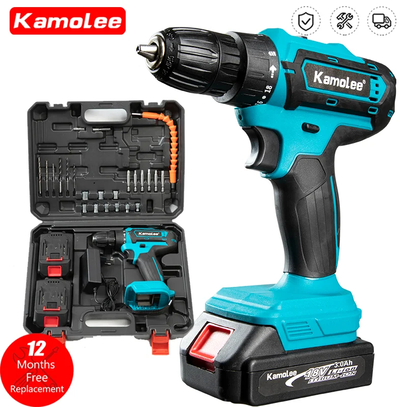 Kamolee 10mm 브러시 무선 전기 충격 드릴 전기 스크루 드라이버 홈 DIY 전동 공구 Makita 18V 배터리 용