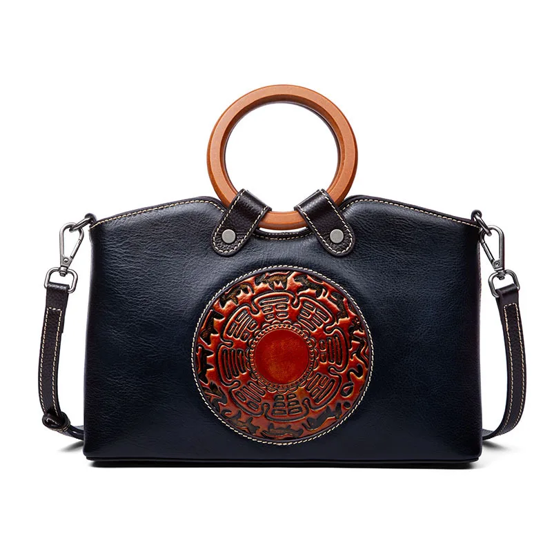 

TIMEREY Genuine Leather New Women's Bag Fashion Handbag Cowhide Handmade Color Wiped One Shoulder Crossbody