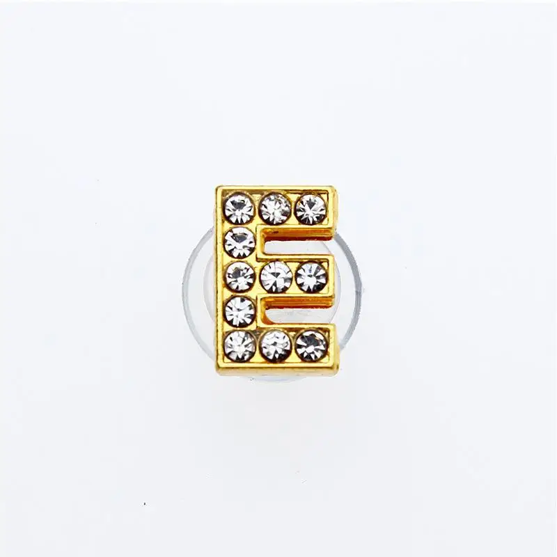 Goldene Buchstaben Kristall Diamant Legierung Charms Zubehör Mode Weiche PVC Schuhe Schnalle Kinder Dekoration Design Großhandel 1 Stücke – Detail 13