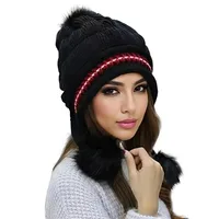 Soft Winter Warm Fur Hat Fleece Lined Earflap Hat For Women Knitted Beanie Casual Slouchy Thick Thermal Cap For Cold Weather 5