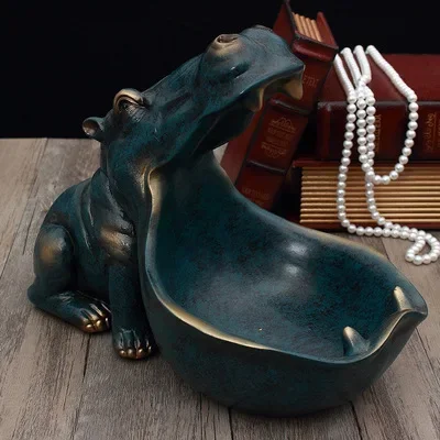 

Adorable Big Mouth Hippo Figurine As Key Box and Candy Bowl for Home Decoration Room Luxury Living Interior Accessories Modern