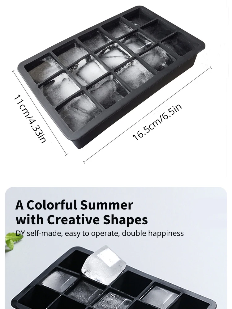 Description Picture 5 of item15 Square Ice Cube Molds With Silicone Easy Release Ice Cream Homemade Summer Beverage Cooling Kitchen And Bar Tools
