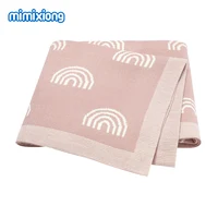 Baby Blankets Cute Rainbow Pattern Knitted Newborn Infant Unisex Monthly Stroller Swaddle Wrap Quilts Cover 90*70cm Children Mat