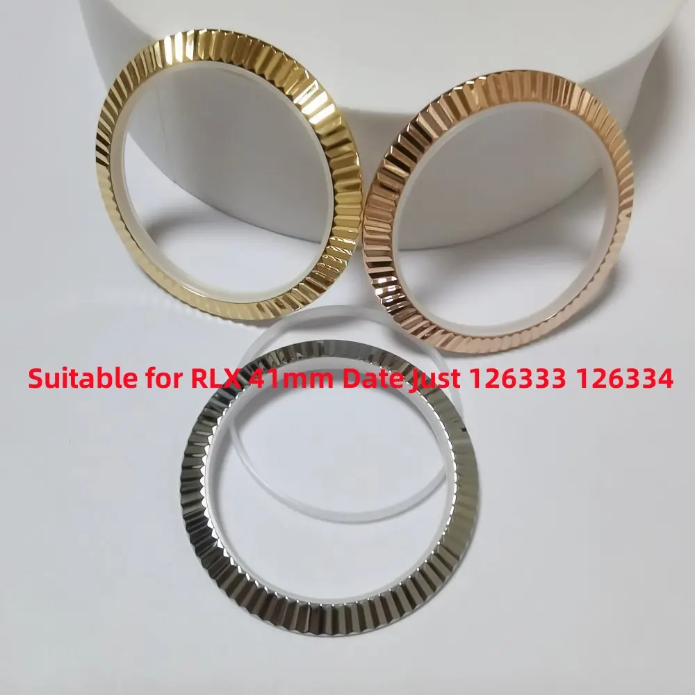 

Watch Parts 40mm Gold Silver Stainless Steel Slope Fluted Bezel Pad Ring for RLX 41mm Case Date Just 126333 126334 Watch