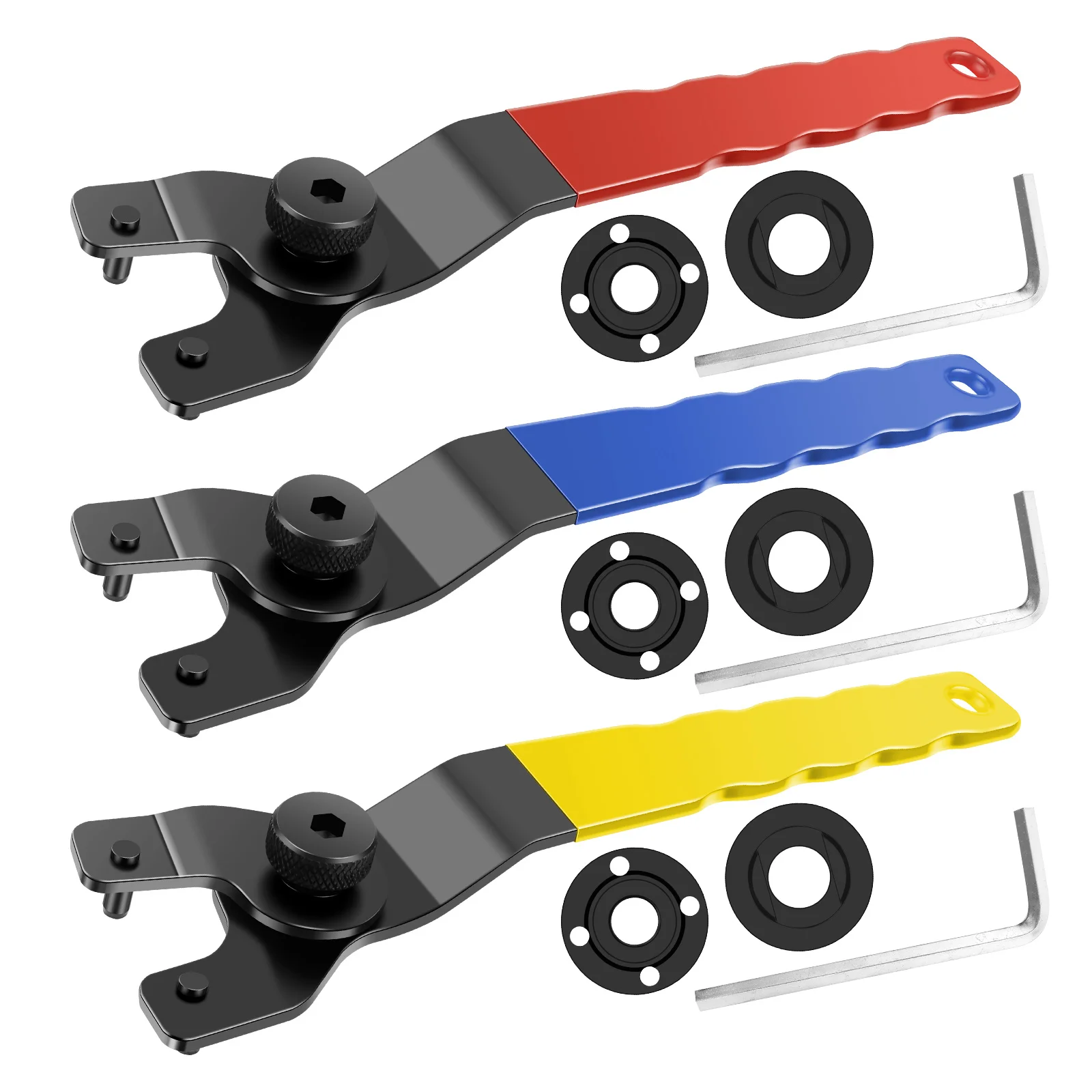 Angle Grinder Wrench Pin Spanner with Hex Key 5/8"-11 Adjustable Flange Metal Spanner for Most Grinder Bench Circular Saw