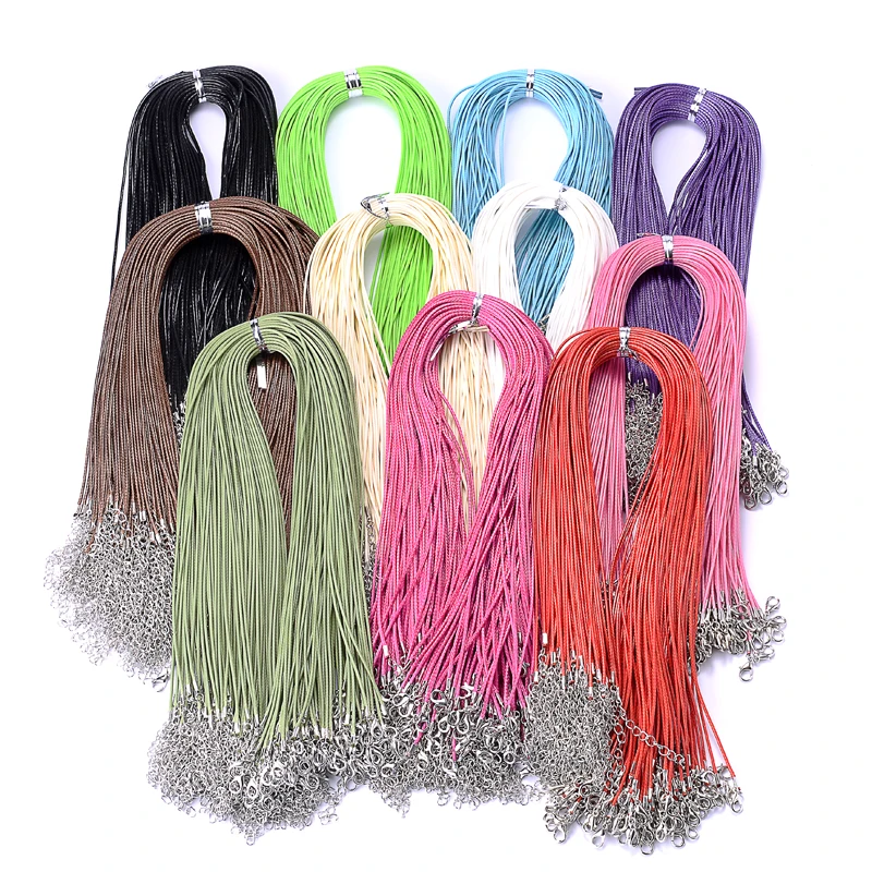 

20Pc 11Color Leather Rope Wax Cord Lobster Clasp 50cm Adjustable Braided Necklace Cord DIY Jewelry Bracelet Pendant Chain Making