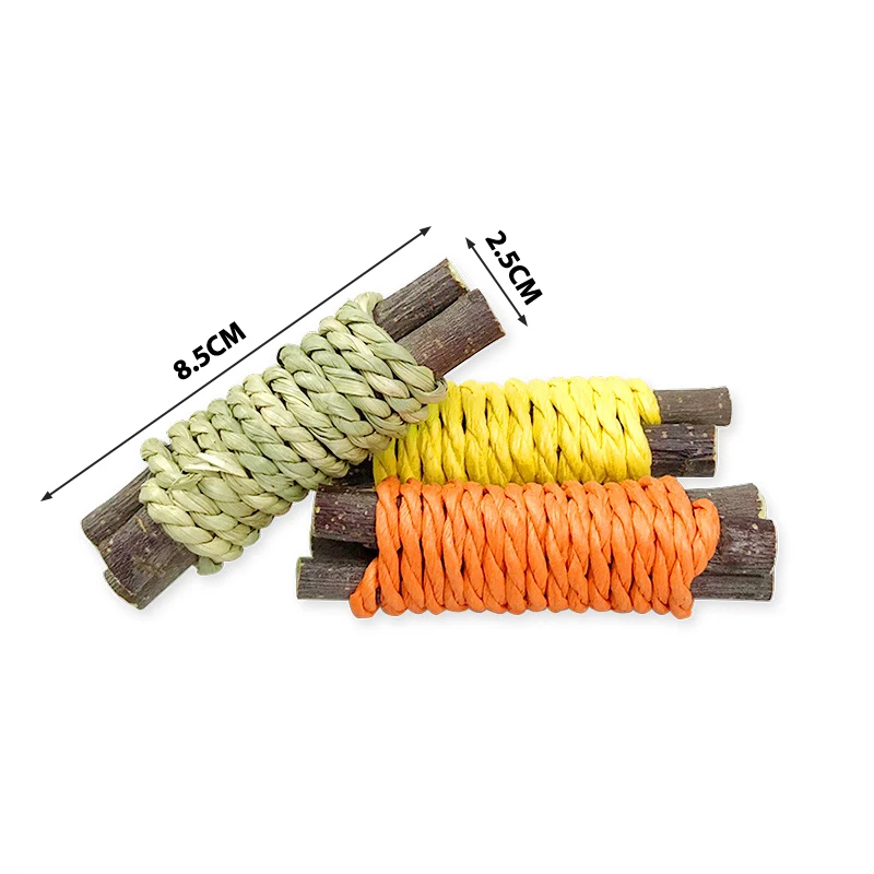Rabbit Chew Toy Organic Natural Apple Wood Grass Pet Bunny Rabbit Toys For Chinchilla Guinea Pigs Hamster Utensils Accessories pet chew toys pet toys pet teeth grinding toy hamster toy