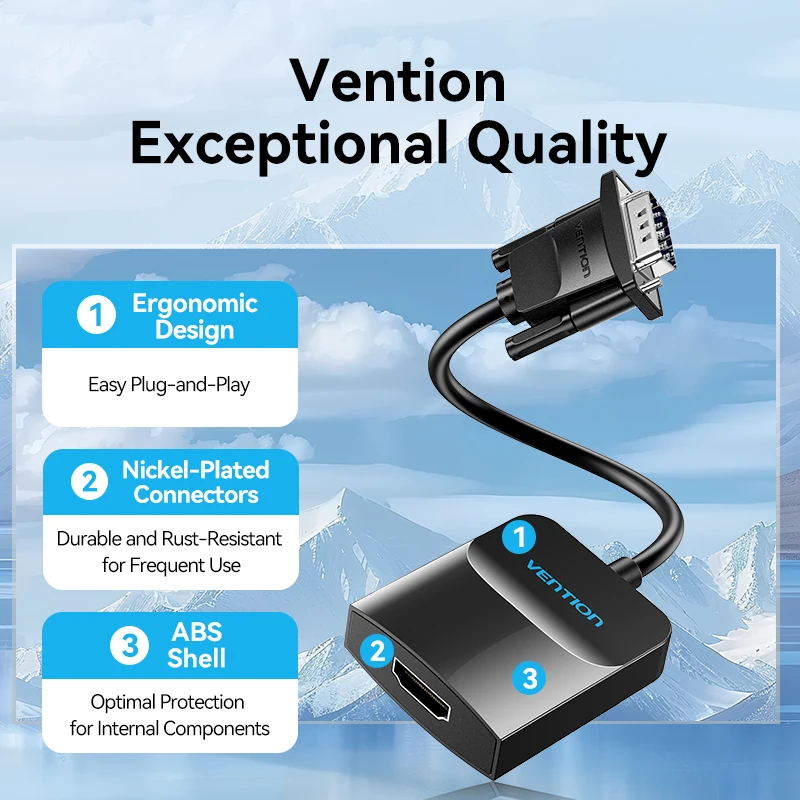 Vention VGA to HDMI Adapter 1080P VGA Male to HDMI Female Converter Cable With Audio USB Power for PS4/3 HDTV Converter hdmi to vga adapter cable vga to hdmi converter
