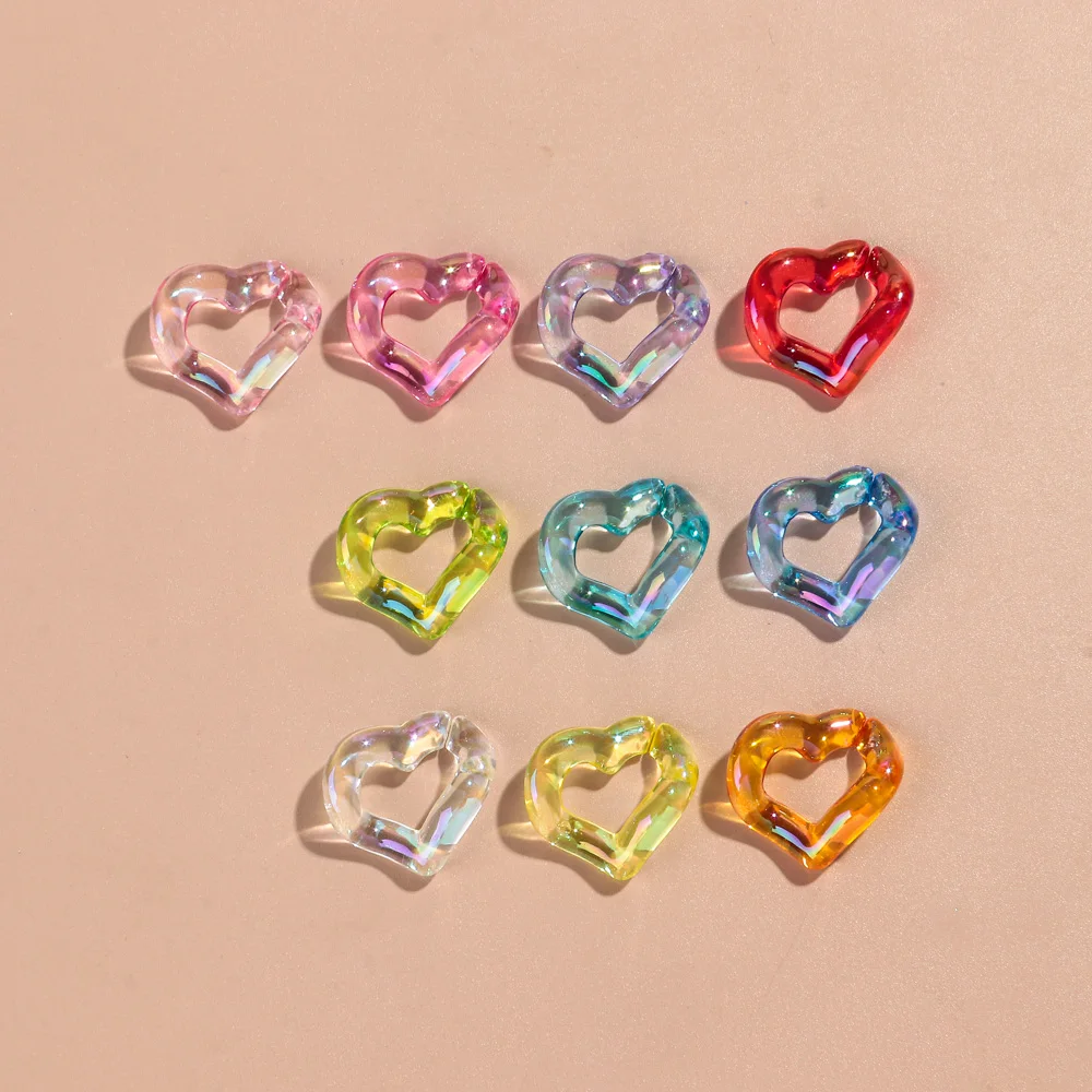 HERZWILD 800pz Perline Acriliche A Forma Di Cuore Trasparenti E Colorate - Perline Per Creare Gioielli, Bracciali E Collane Fai Da Te - 3