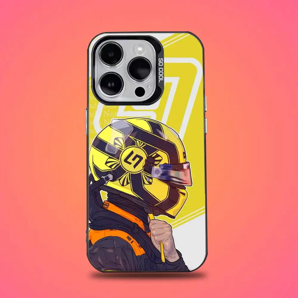 Sleek Anti-Fall Black Matte Hard Bumper Phone Case Featuring Lando Norris F1 Design