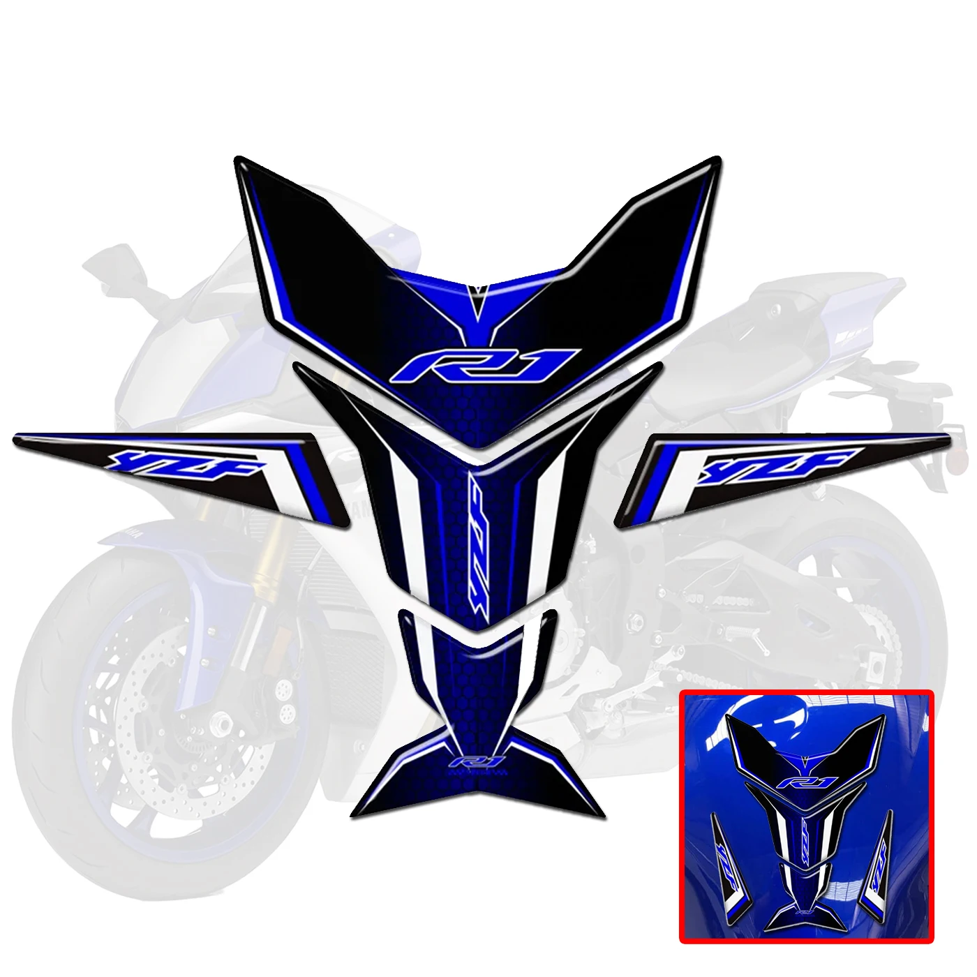 For YAMAHA YZF-R1 YZFR1 YZF R1 Motorcycle Decals  Protector Tank Pad Side Grips Gas Fuel Oil Kit Knee Emblem Badge Logo motorcycle emblem logo gas knee kit tank pad stickers decals protector for yamaha yzf r1 yzfr1 yzf r1 r 1000