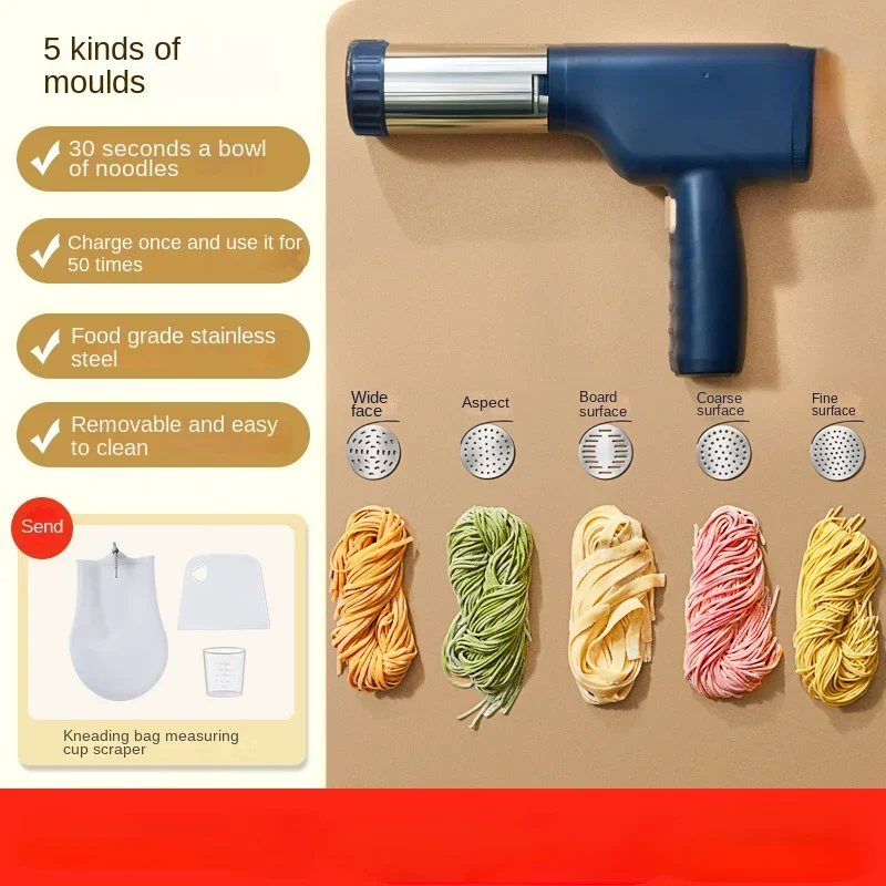 Noodle Maker USB Rechargeable Automatic Electric Noodles Maker Handheld Noodles Pressing Machine Pasta Makers for Breakfast Machine