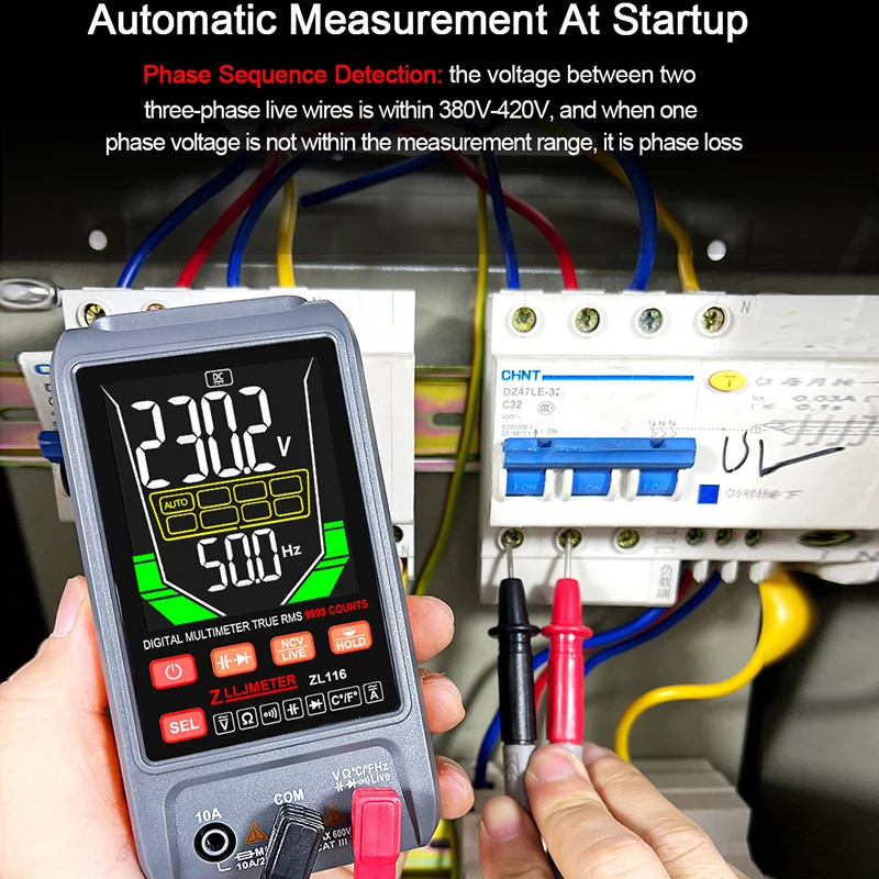 9999 Counts USB Charge Digital Multimetro True RMS Smart Auto Range test AC DC Voltage Capacitance Temp Diode Ohm Hz Meter digital multimeter multimeter tester