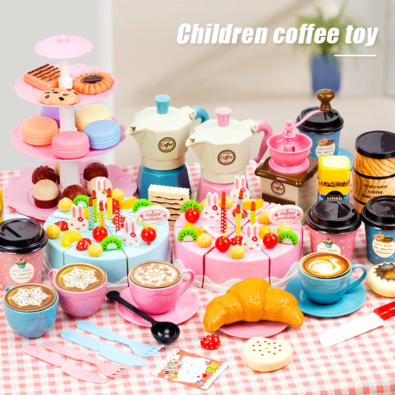 Children Pretend Food Kitchen Toys Tea Set Model For Play House Birthday Gifts
