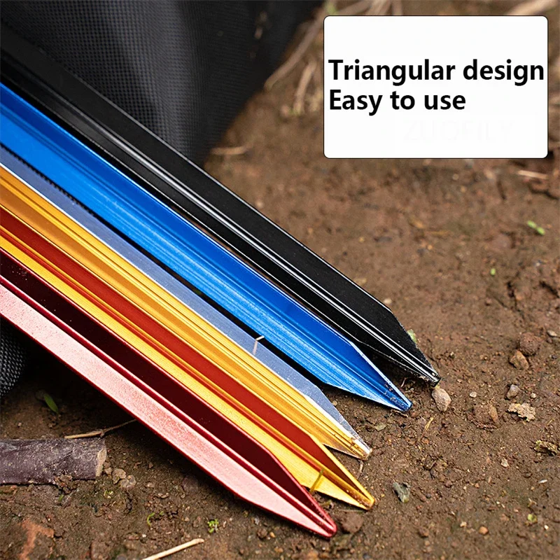 Tent Pegs 10pcs/1Set Aluminum Alloy Ultralight Tent Pegs 18cm Outdoor Camping Ground Nail Reinforce Tent Stakes with Wind Rope Storage Bag