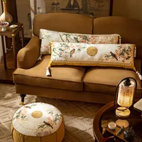 Chinese Flora Bird Pillows 35x100 Long Cushion Luxury Retro Cushions Decorative Pillow For Sofa Chair Bedding Home Decoration 1