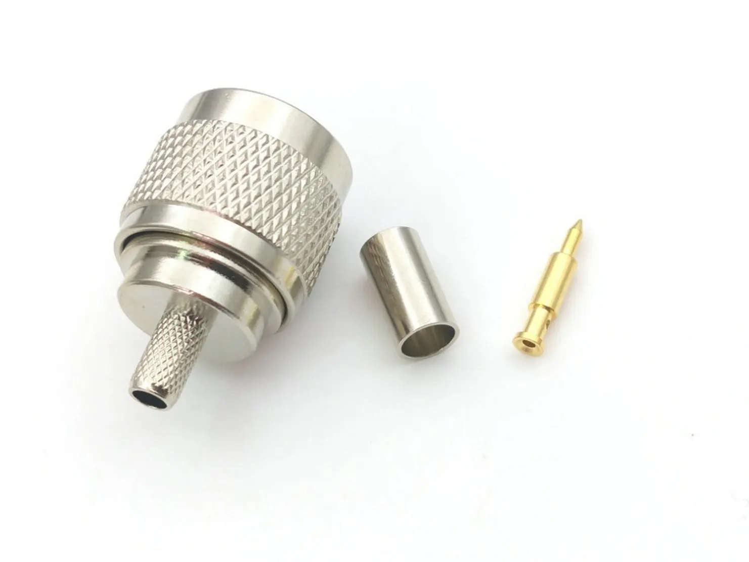 N connector copper N male plug crimp For RG58 RG142 LMR195 RG400 Cable Straight RF connector