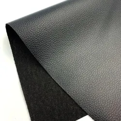Litchi Textured Faux Leather Fabric for DIY Crafts and Upholstery (Black)