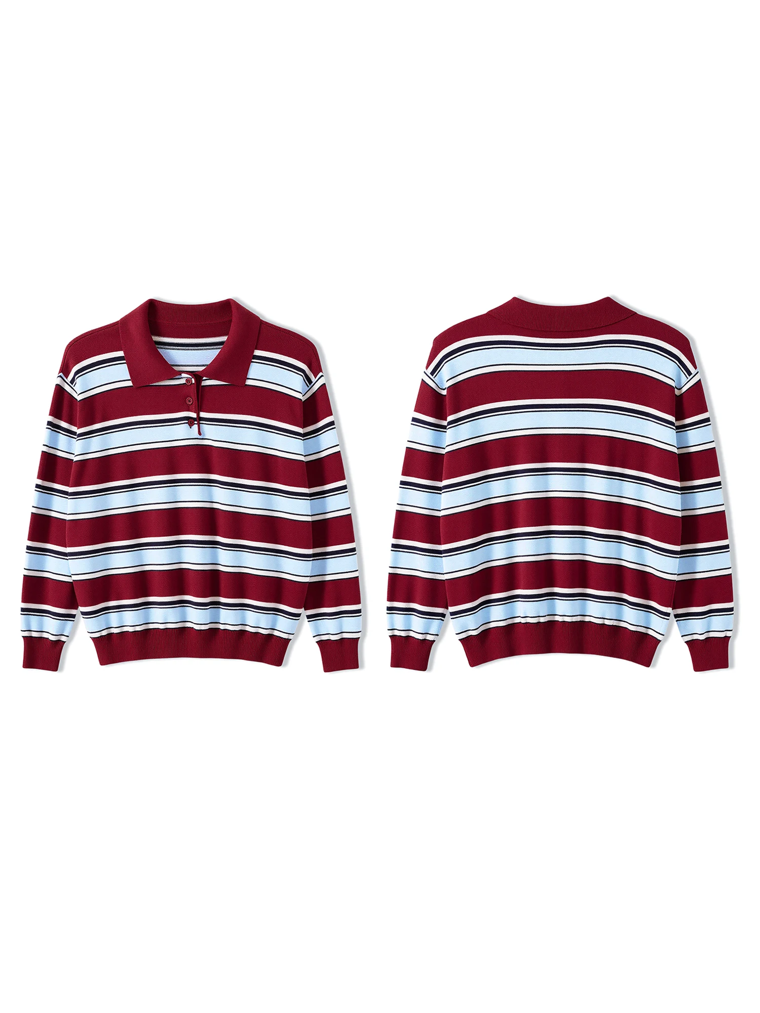 Ladies Cozy Striped Pullover Sweater Autumn Winter Stylish Relaxed Fit Long Sleeve Collared Knitwear Top