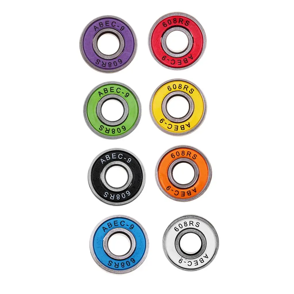 8Pcs 608RS Frictionless Abec 9 Skateboard Bearing Rolling 8x22x7mm