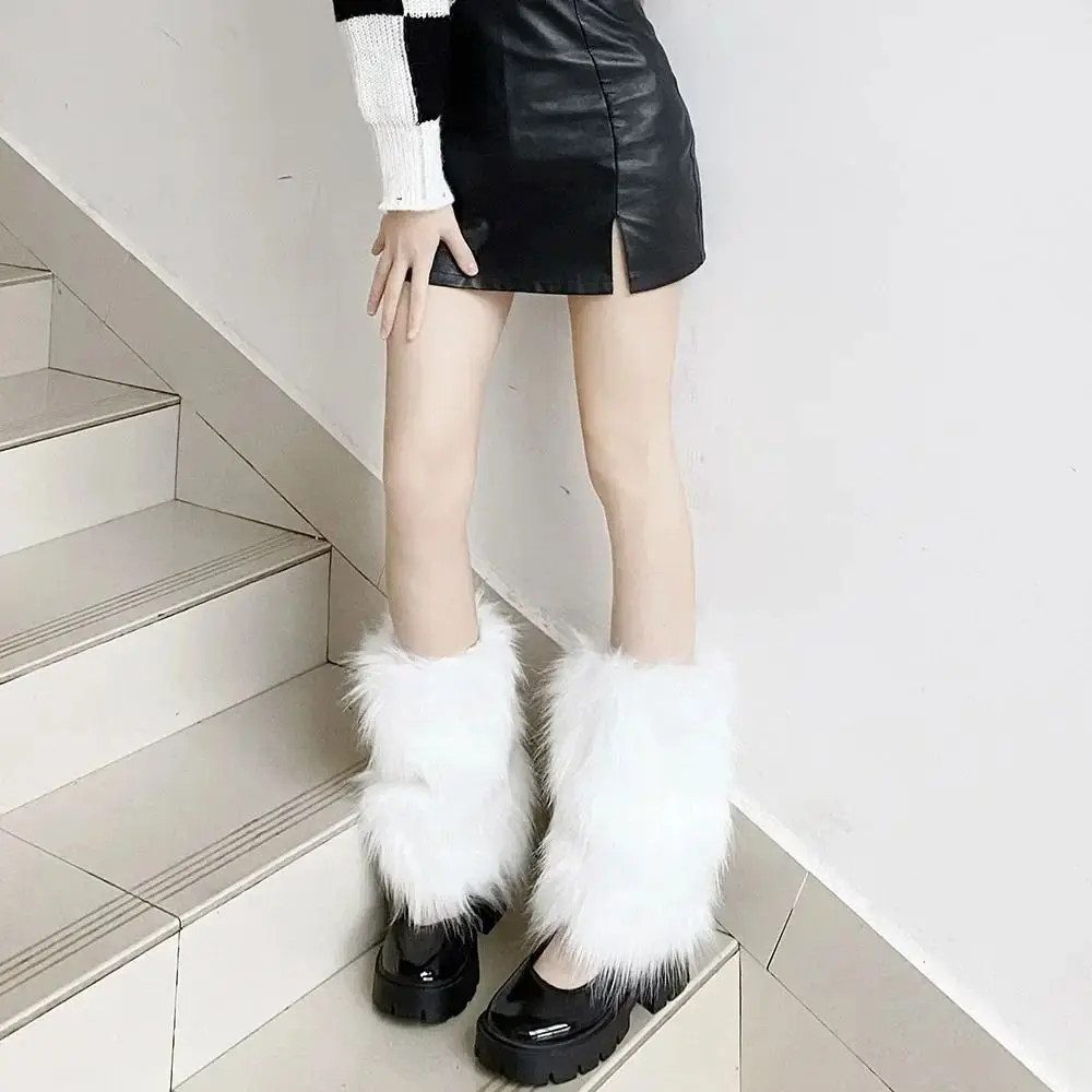 Winter Kunst pelz Stiefel Socken weiche warme Beinlinge pelzigen Lolita Punk Knöchel wärmer Frauen Mädchen – Detail 24