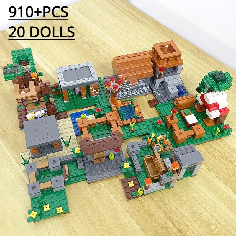 Villes House Worlds Building Blocks Mountain Cave Farm Bricks Toys For Children Gifts