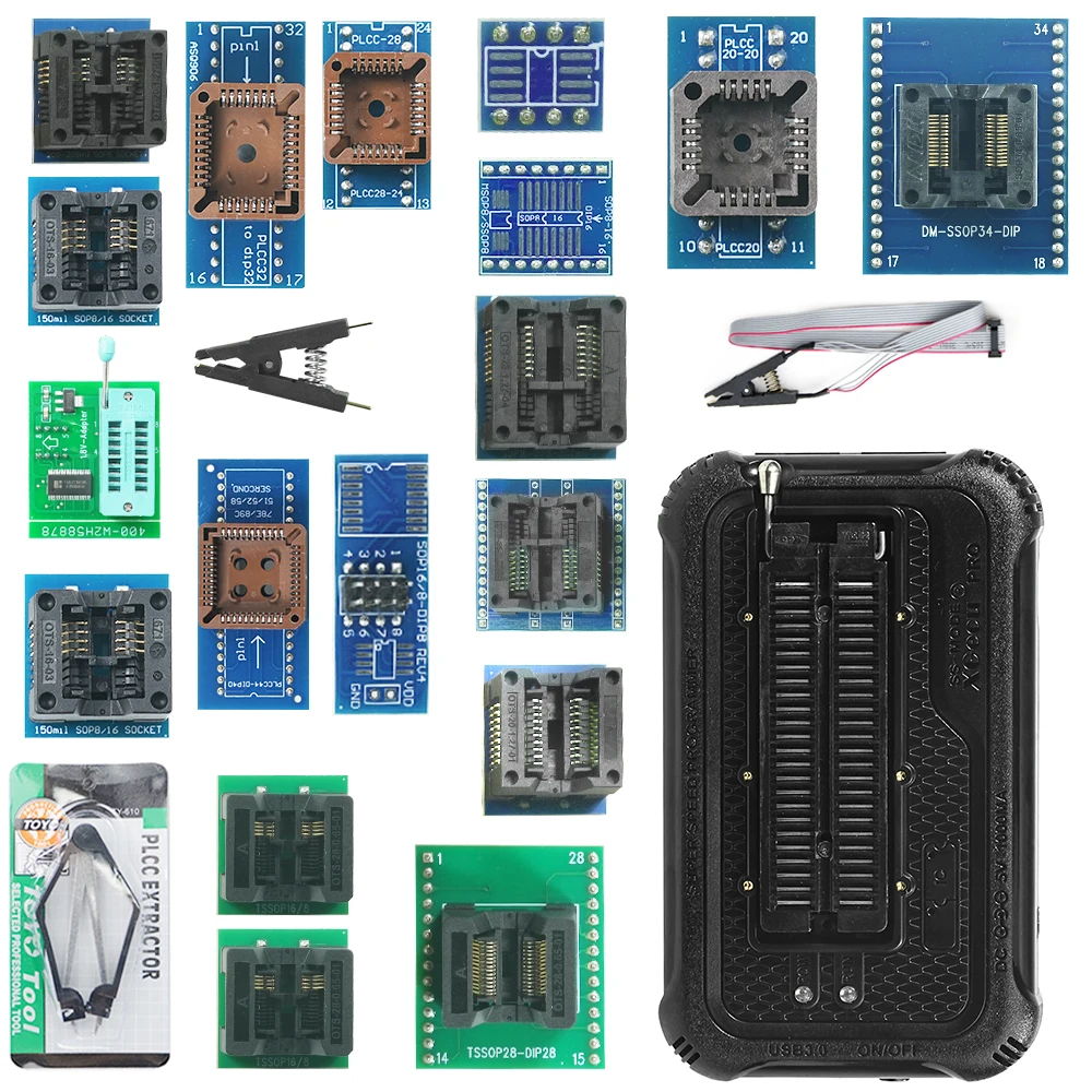 XGECU T48 USB 범용 미니 프로그래머 + 22개 어댑터 표준 BIOS 낸드 플래시 24 93 25 MCU