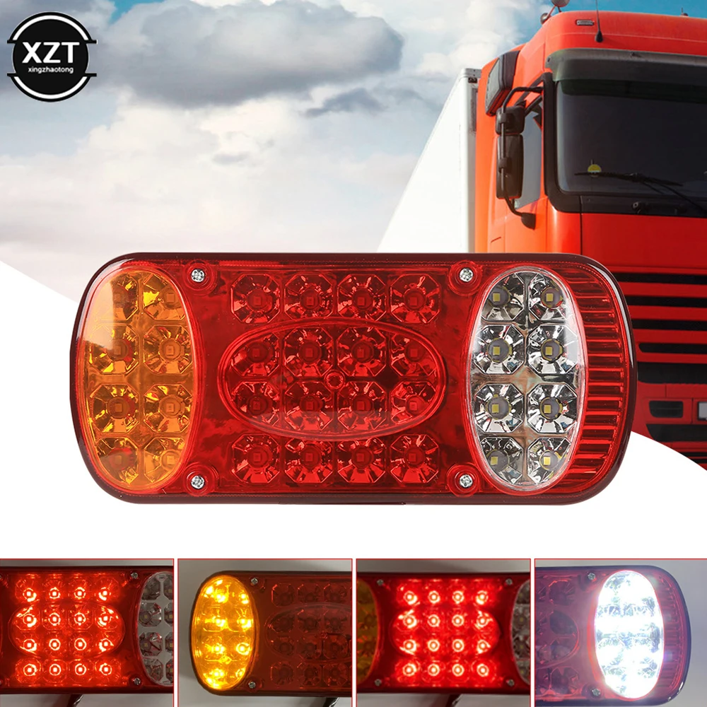 12V -24V 32LED Car Truck Tail Light Taillight Rear Stop Brake Lights Signal Indicator For Trailer Truck Lorry Caravans Van aohewei 13 pin trailer tester indicator lights plug