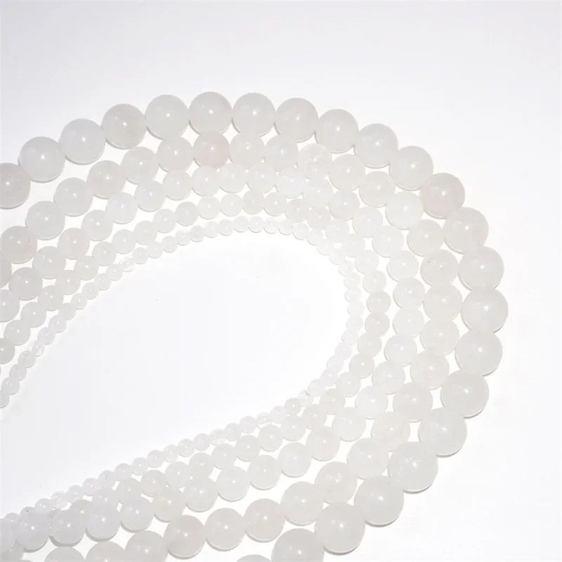 Natural Stone Beads White Jade  Spacer Beads for Bracelet Making  Round   Jewelry Handmade 4 8 10mm